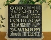 Primitive "Serenity Prayer" wood subway typography sign - your color choice