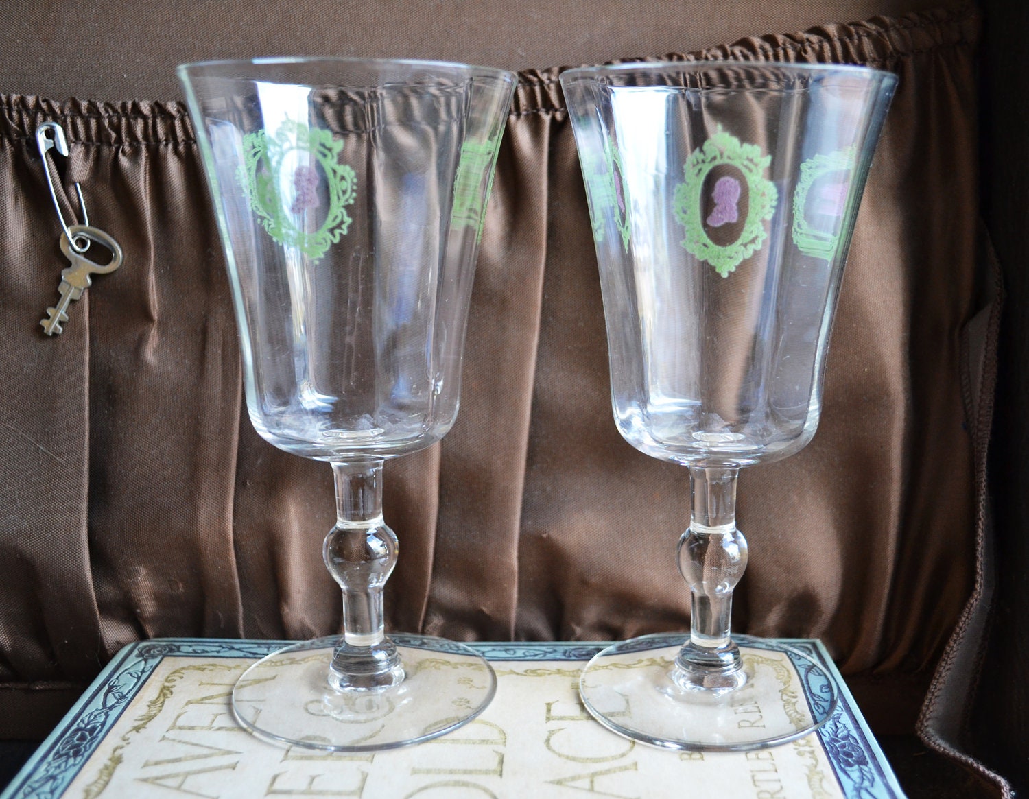 Vintage Wedding Goblets Silhouette Glasses Victorian