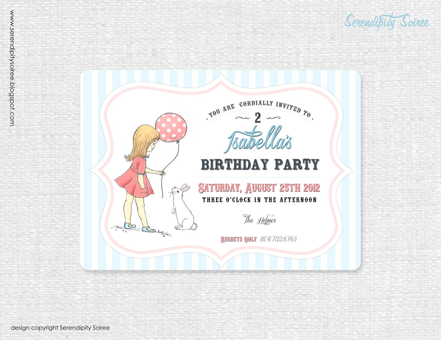 Best friends share - Vintage Inspired Custom illustrated Invitation by Catherine Jane Joy - Birthday, Baby Shower Il_570xn