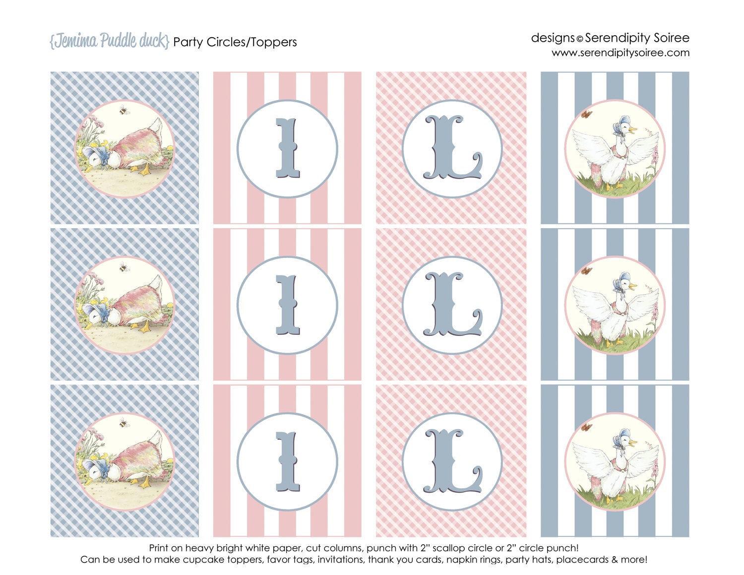 Jemima Puddle Duck (Beatrix Potter) - Custom Printable party circles - First Birthday, Baby Shower, Sip & See, Easter. Il_570xn