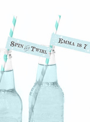 Vintage Tiny Ice Dancer - Custom Printable Straw Flags- Figure Skating, Ice Skating Birthday Party, Winter wonderland, Swan Lake Il_570xn