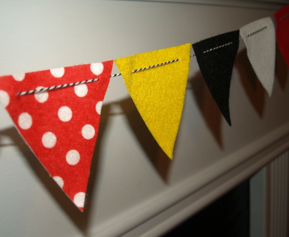 Red, Yellow and Black with Polka Dots Felt Bunting with Bakers Twine Il_170x135