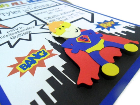 Super Hero Invitation - Set of 1 5x7 Il_570xn