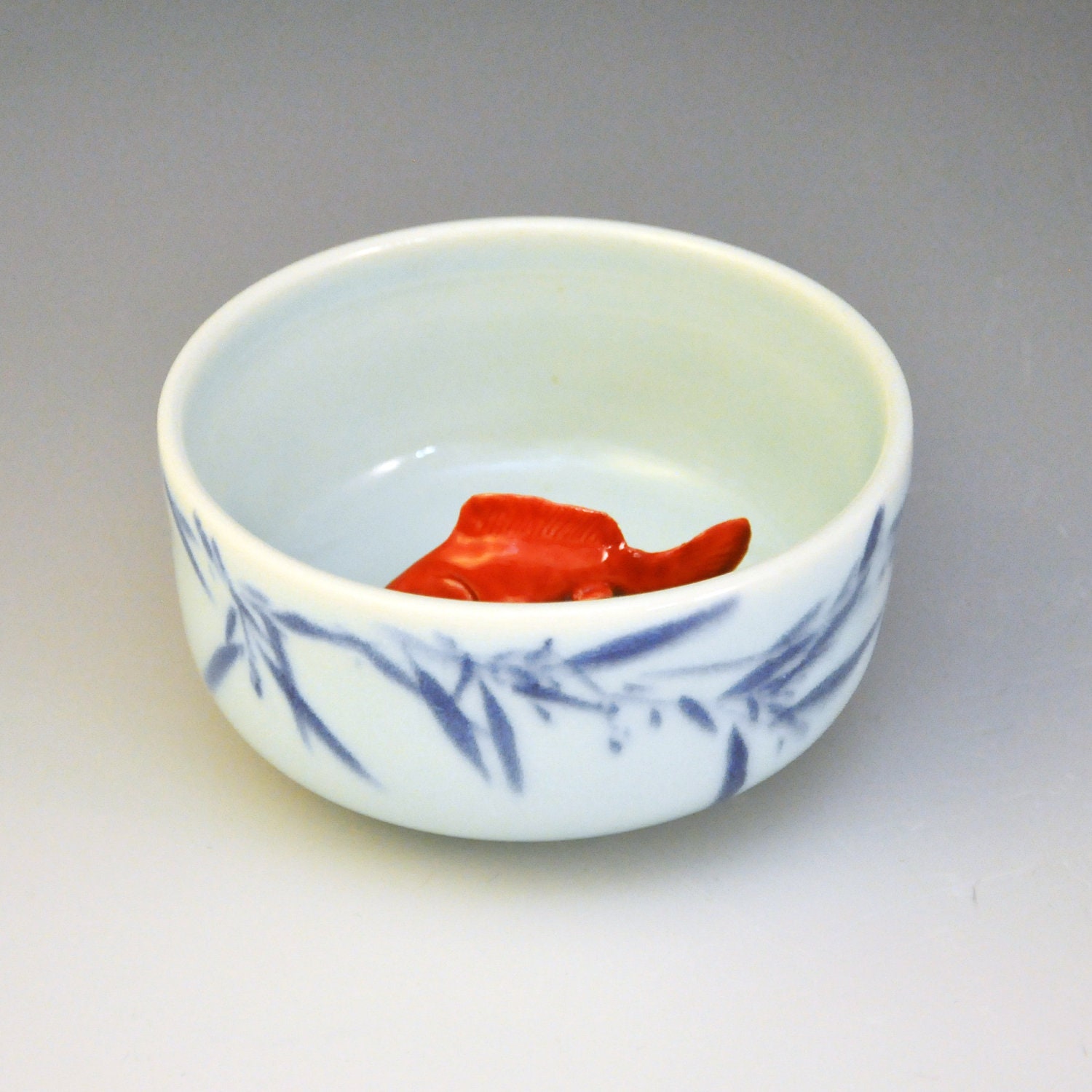 Koi Tea Bowl "Bamboo Wind" and "Bamboo Rain"