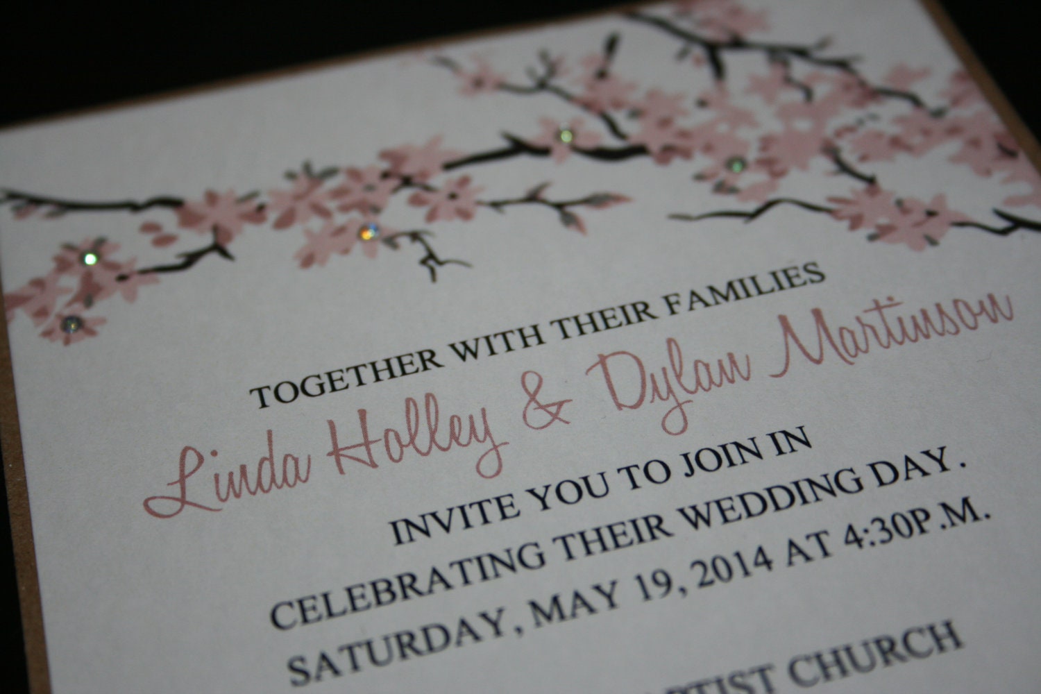 Cherry Blossom Layered Wedding Invitation
