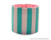 Bohemian striped Bracelet hand painted Aztec Navajo Huichol Tribal inspired turquoise by LuciaFloresDesign