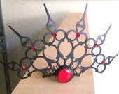 Fierce Fantasy Gothic Tiara Black and Red Tribal Fusion Gothic Exotic Steampunk Fantasy