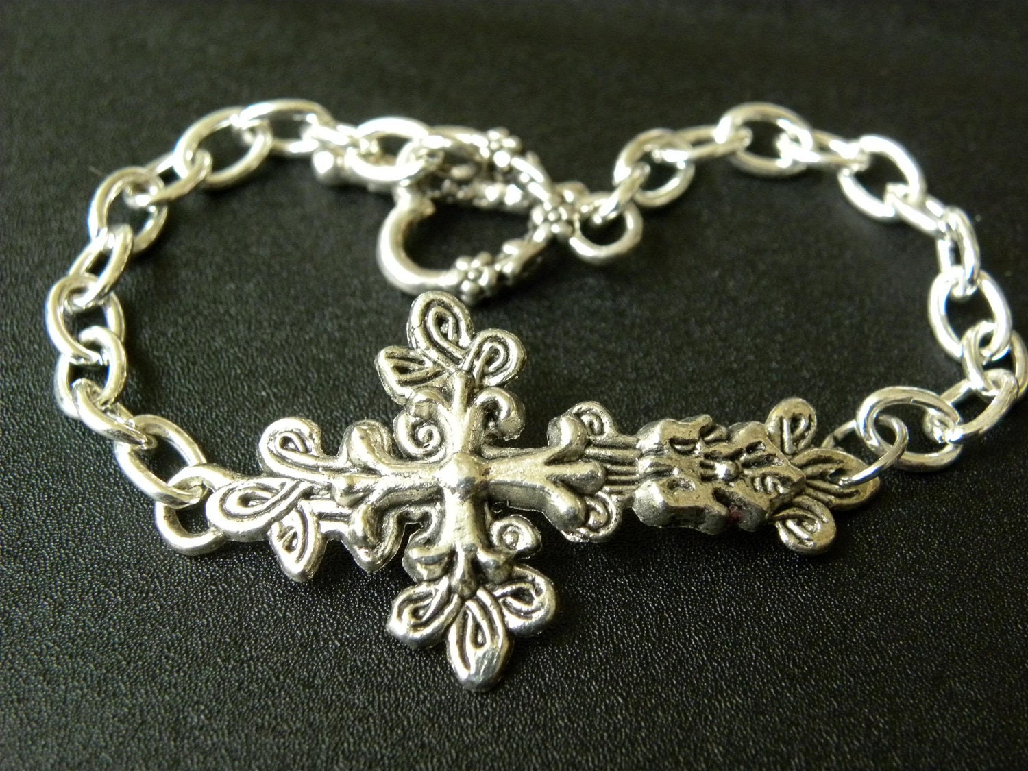 Silver cross bracelet
