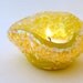 Candle Holder Fused Yellow Glass Tea Light with Pale Aqua Dichroic Glass  Interior 212