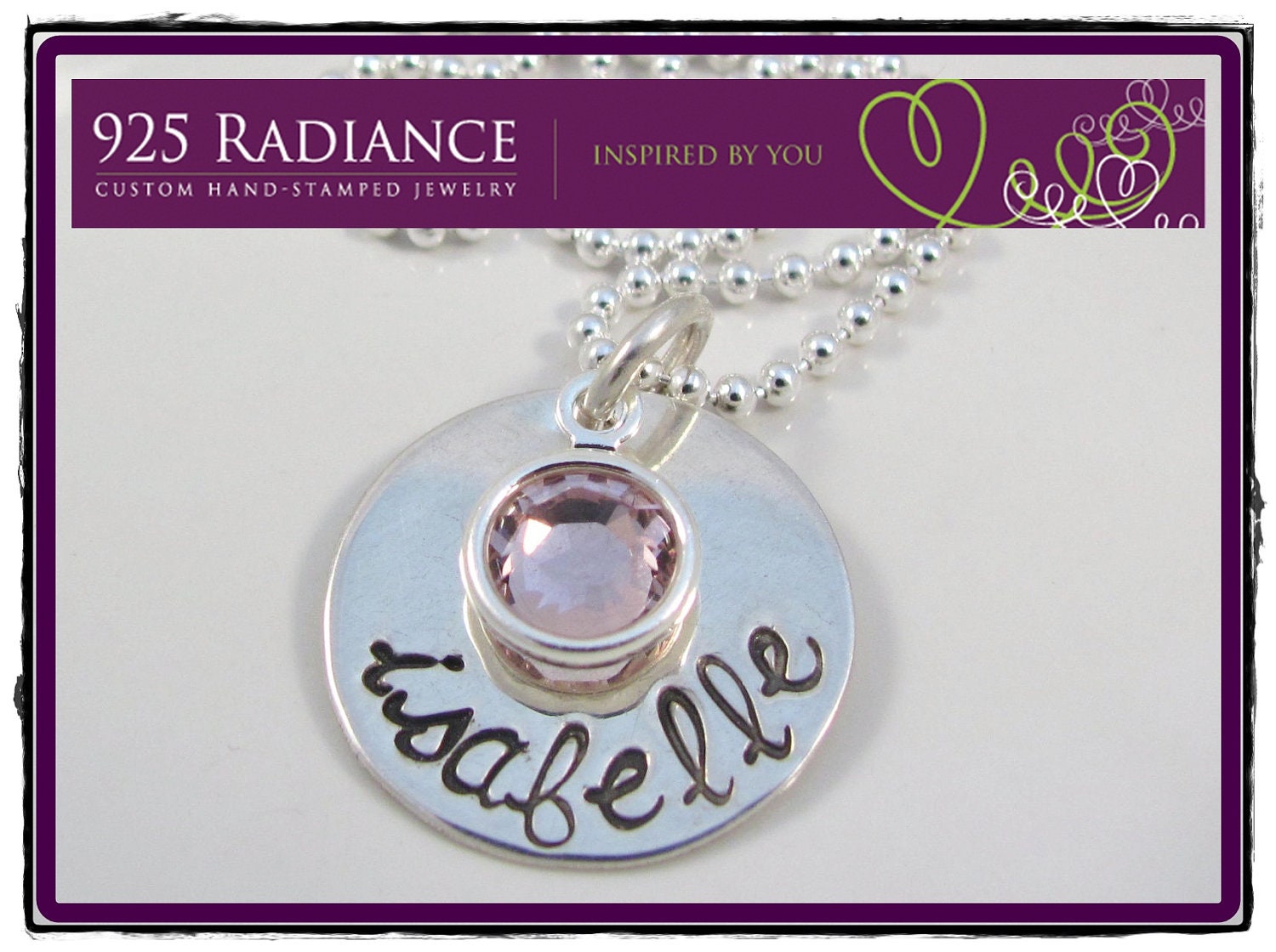 Hand Stamped Necklace - Personalized Jewelry - SIMPLE CRYSTAL