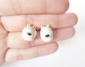 Miniature polar bear earrings
