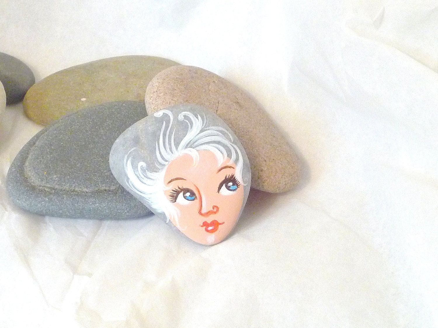 Painted stone. original handmade painting on stone. Beach pebbles art