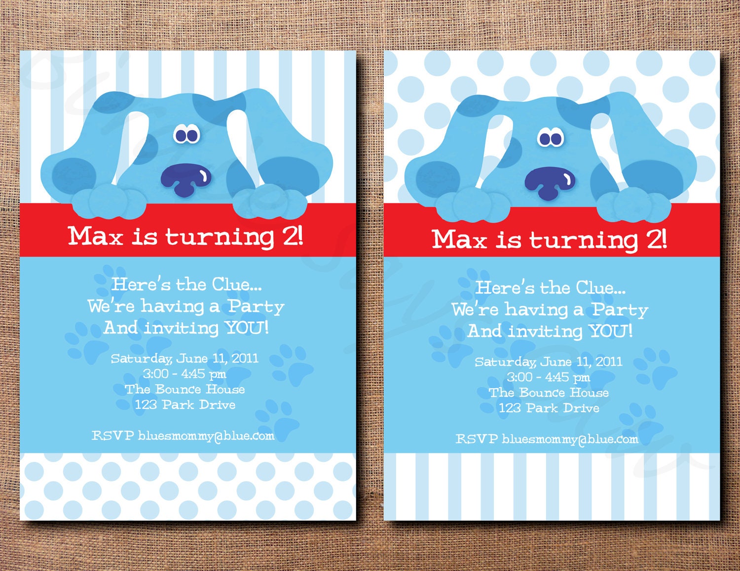 Custom Printable Blues Clues Birthday Invitation
