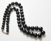 Antique Victorian Whitby Jet Bead Necklace - 1800s