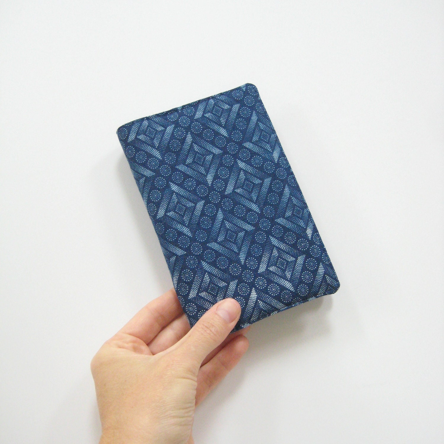 Cover for pocket Moleskine notebook, Monaco blue stars night sky geometric diamonds circles, fits 9x14cm Moleskine hardcover