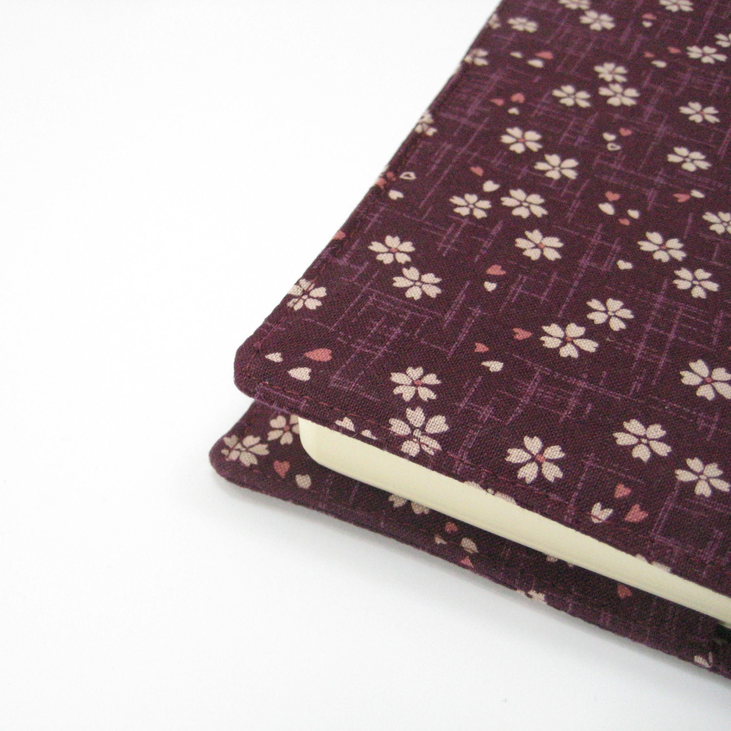 Material cover for Large Moleskine hardcover planner or notebook, burgundy red plum purple, fits 21 x 13 cm or 5 x 8 inch
