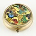Pill Box, Jewelry Box, Ring Box, Trinket Box with Art Deco Butterfly Design in Bright Colors, Bronze Tone