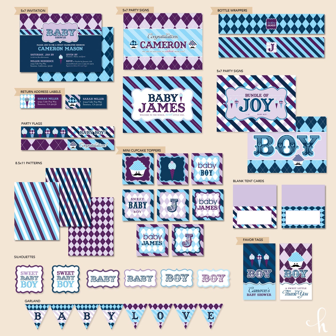 CUSTOM Sweet Shoppe Boy Baby Shower - "The Mostess" PRINTABLE Party Collection & Invitation