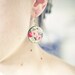 Flowers earrings, garden jewelry, floral, green and pink, spring earrings