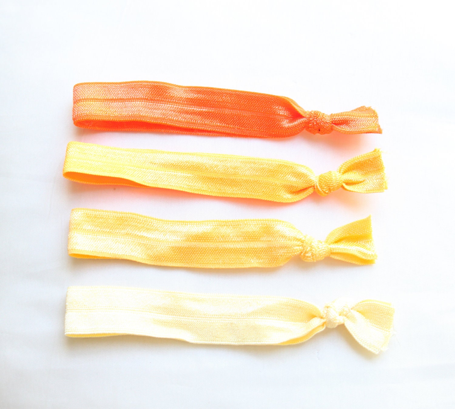 Shades of Orange and Yellow Hair Ties with Pouch, No Crease Rubber Bands, Hair Elastic, Ponytail Holder