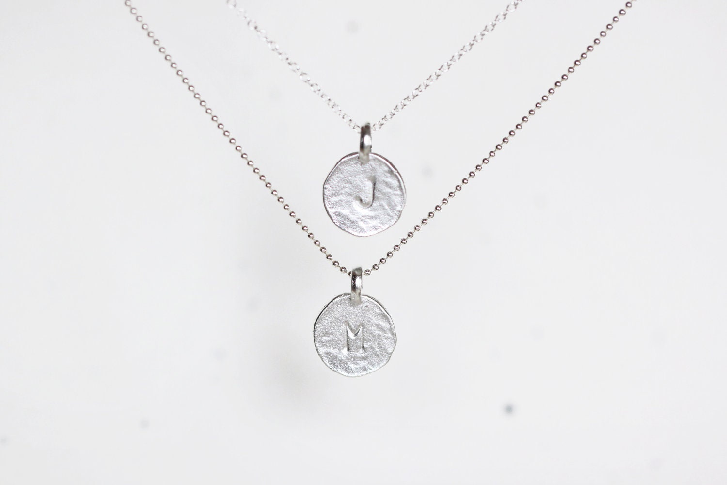 Multi Strand Initial Necklace - personalized monogram sterling silver charms layered necklace