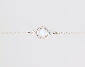 Crystal Sterling Silver Necklace - simple diamond clear crystal everyday jewelry by petitor