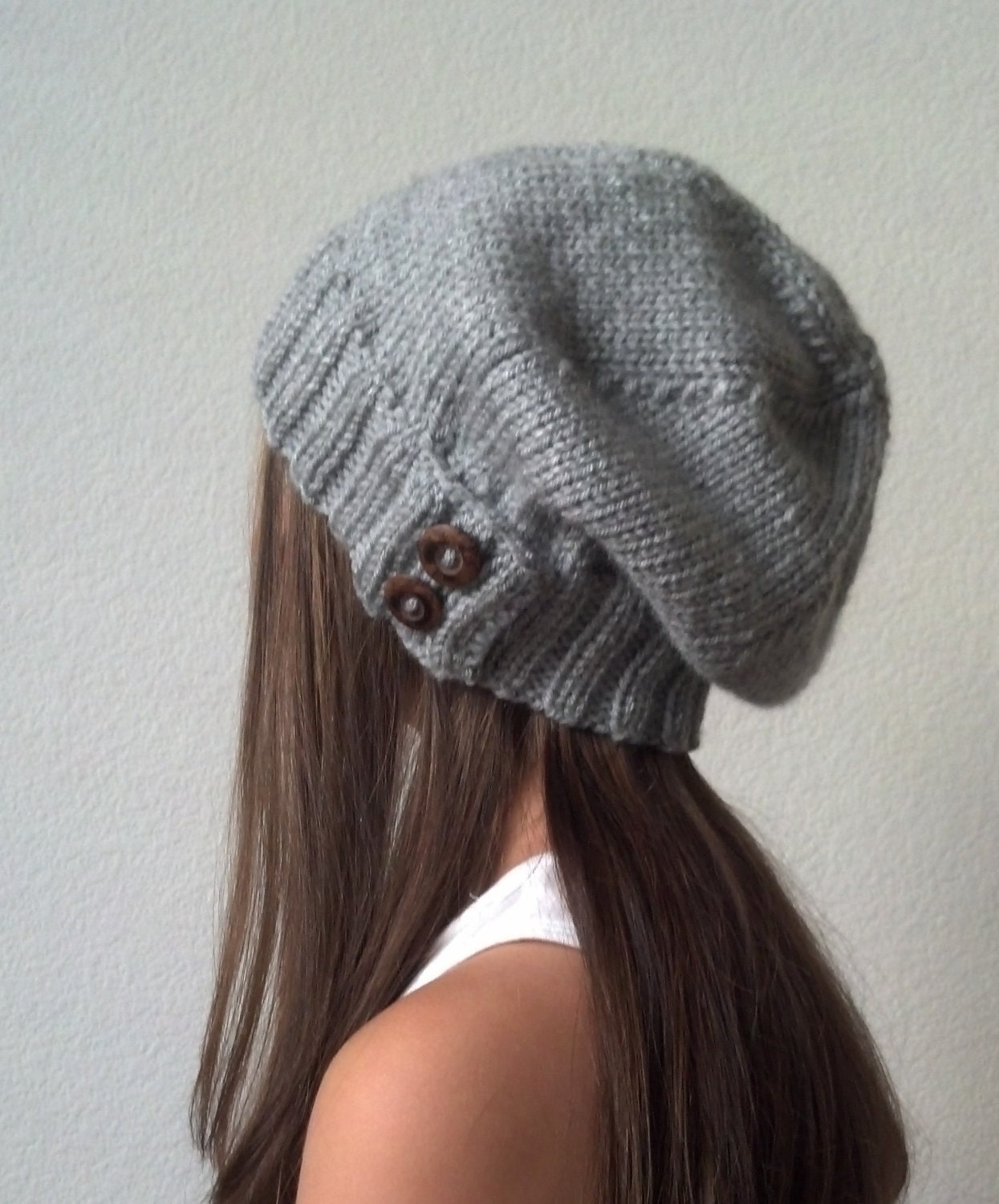Knit slouchy hat - PURPLE (more colors available - made to order)