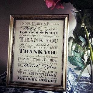 Thank you Sign for your Wedding Reception or Ceremony