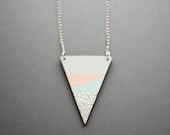 Glitter Dipped Triangle Necklace (Grey - Blue - Peach - Silver)