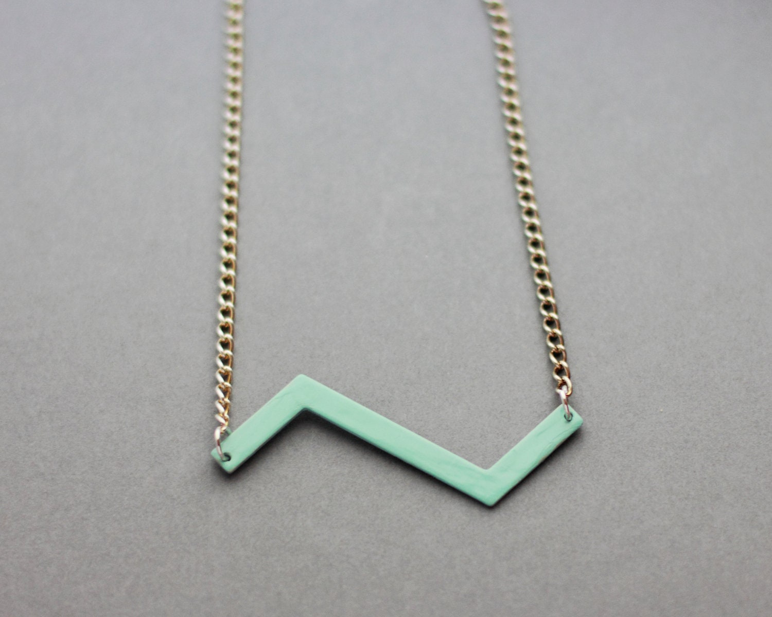 Zig Zag Chevron Necklace (Mint Green) - Modern Handmade Jewellery