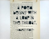 Quote by Robert Frost printed on recycled book paper