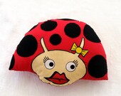 Ladybug Toy / Pillow - Red cotton fabric and Black felt - Baby Gift