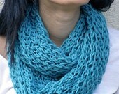 SALE - Infinity Scarf - Shrug - Shawl - All in One - Hand Knit scarf - Peacock