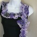 Ruffle scarf handmade crochet lace and soft white lilac purple colors scarf or belt for spring and summer