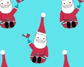 SALE - Santa Claus is Coming to Town by Marisa and Creative Thursday for Andover Fabrics, Turquoise Santa, 100% Cotton, 1/2 Yard