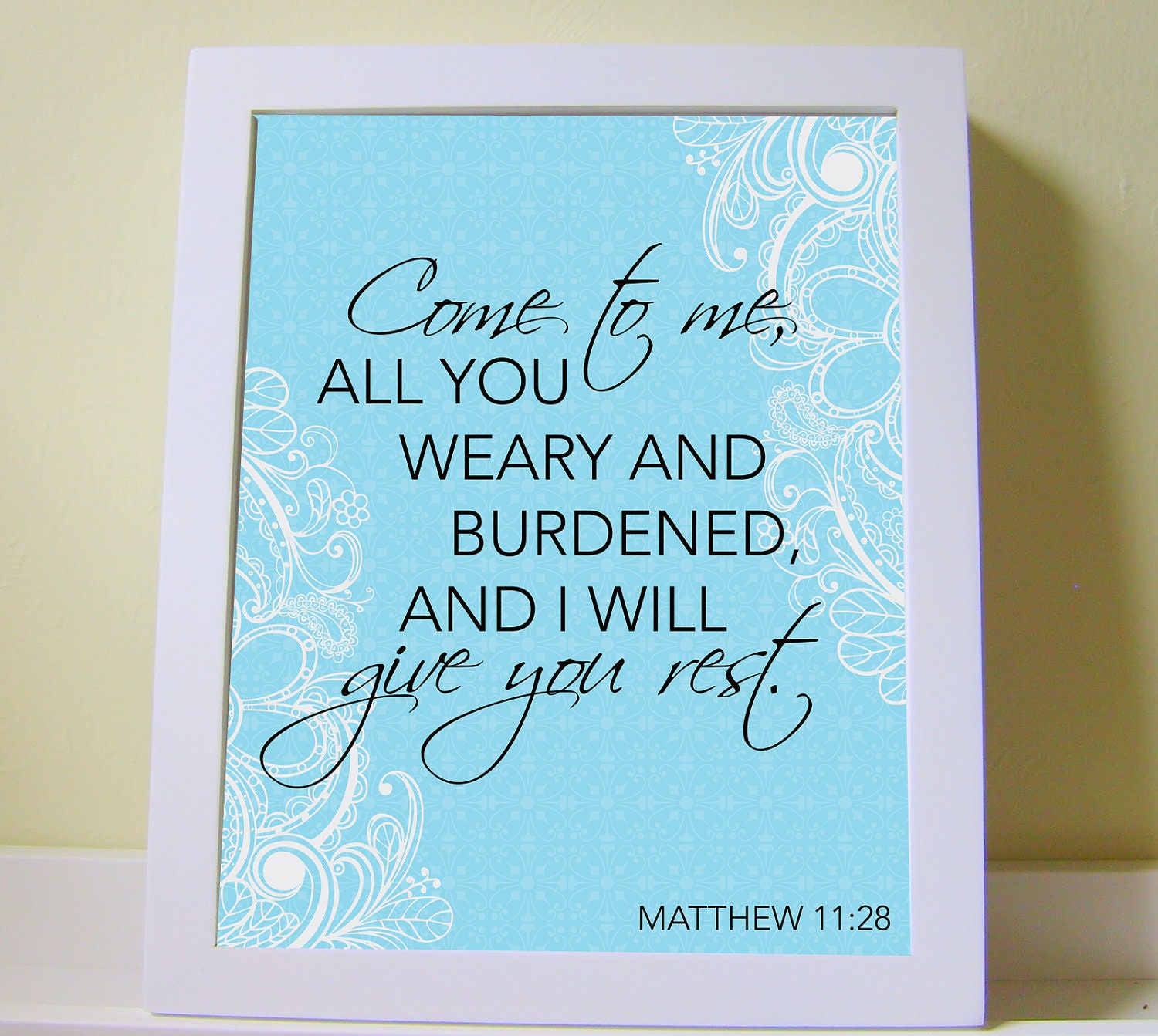 DIY Printable Digital Scripture Art Print // Matthew 11:28 Come to me