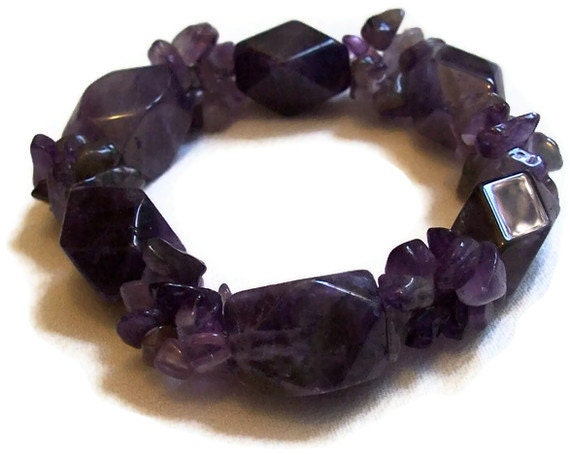 Chunky Amethyst Gemstone Bracelet Jewelry
