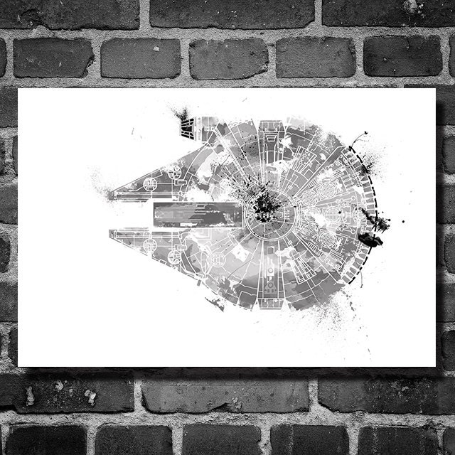 Star Wars art Millennium Falcon star wars art movie posters 11x17
