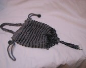 Vintage CARLO FELLINI Gray Black Beaded Evening Bag Purse Pouch Designer