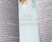 Cat holding flowers bookmark