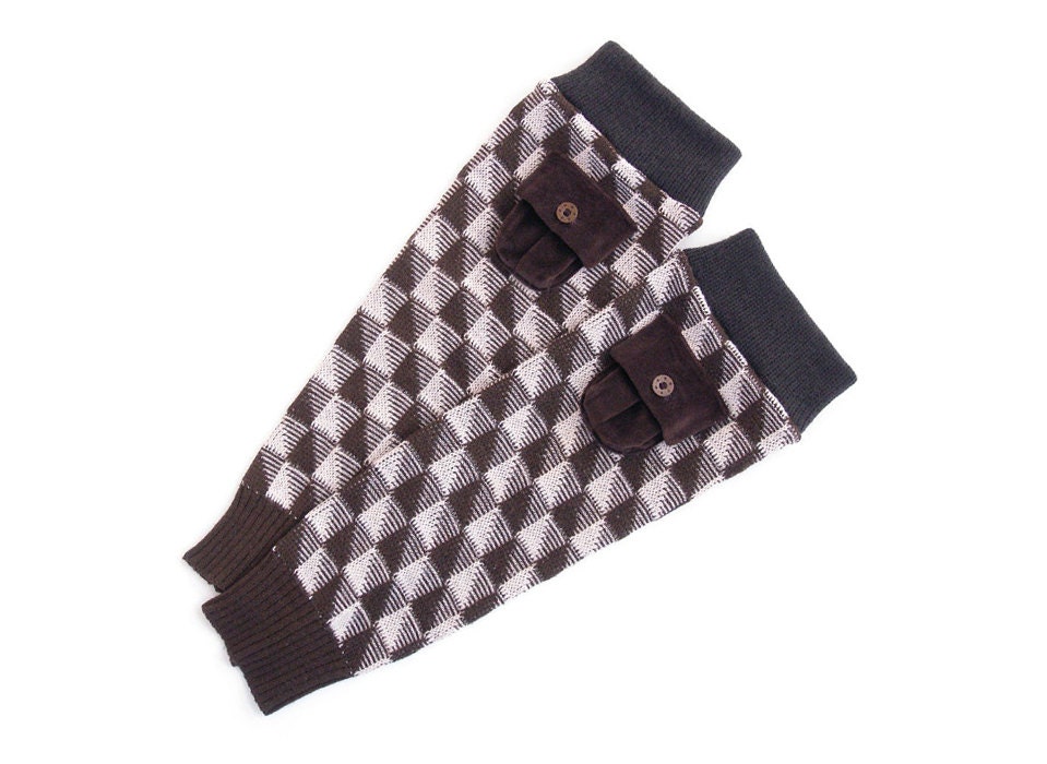 Autumn leg warmers - Brown leg warmers with small velvet pockets