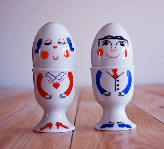 His and hers salt and pepper shakers and egg holders