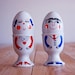 His and hers salt and pepper shakers and egg holders