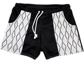 Frankie Four Handmade Men's Vintage Style Black and White Patterned Swim Trunks