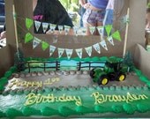 John Deere cake topper bunting HAPPY BIRTHDAY 1st FIRST barnyard farm personalized cake smash pennant flag photo prop decoration baby shower