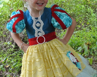 Child's Snow White Costume, Halloween Costume, Birthday Dress