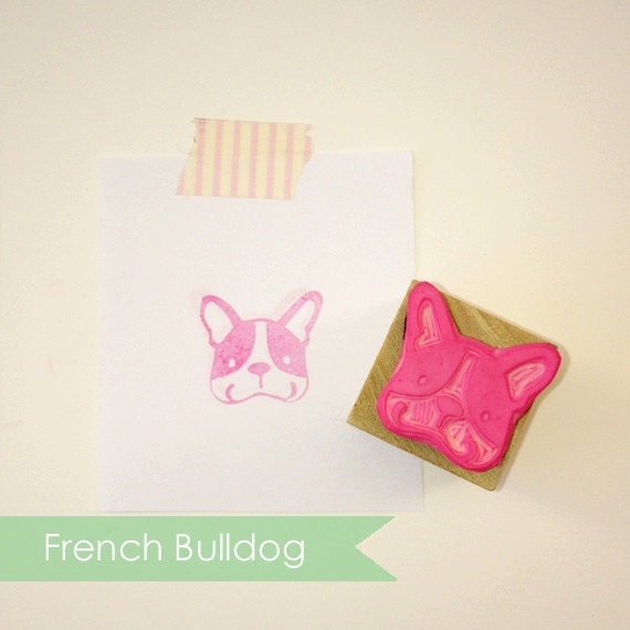French Bulldog Hand Carved Rubber Stamp