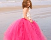 Stunning Ivory Off the Shoulder Top with Full Floor Length Fuschia Skirt and Fuschia Hair Clip
