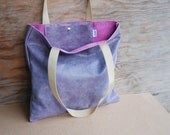 SALE Distressed Purple Leather Tote Bag
