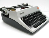 Vintage Olympia Typewriter SM-9 - Working - Light Gray and Dark Gray - 1970s